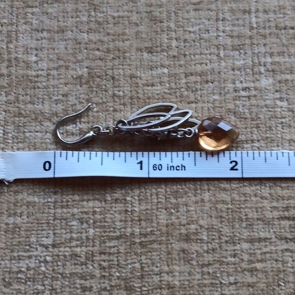 Silver Tone Leaf Dangle Earrings - Picture 3 of 5